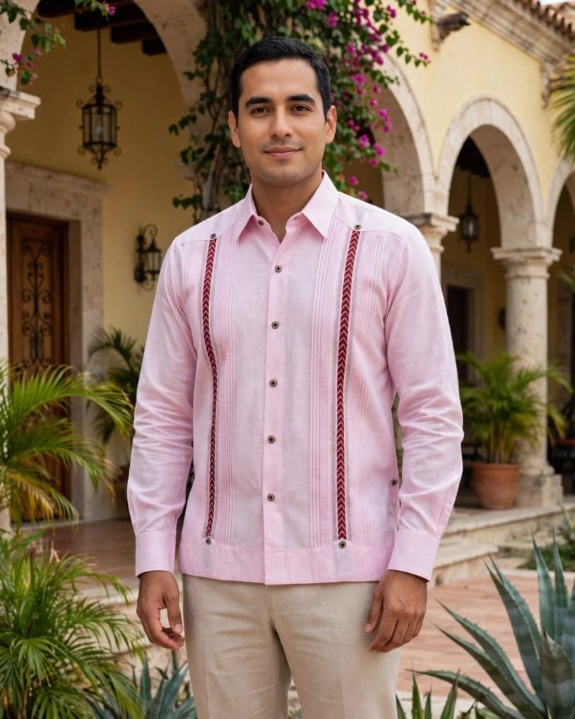 Guayabera “Franjas Rosa”