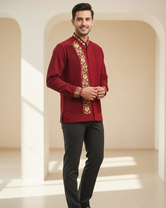 Guayabera “Colibrí Vino”