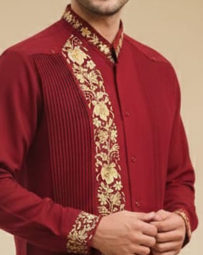 Guayabera “Colibrí Vino”